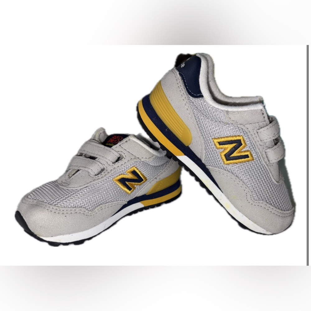 New Balance Kids Gray and Yellow Sneakers